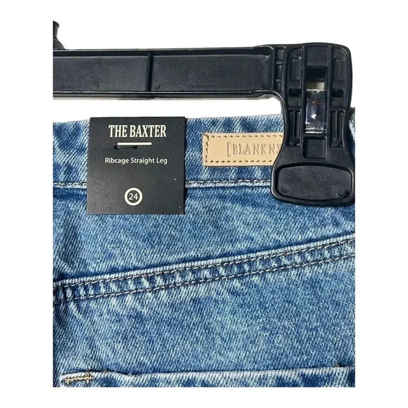 BLANK NYC “THE BAXTER” RIBCAGE STRAIGHT LEG DENIM JEANS W/ FAUX LEATHER‎ SIZE 24 - Picture 13 of 15